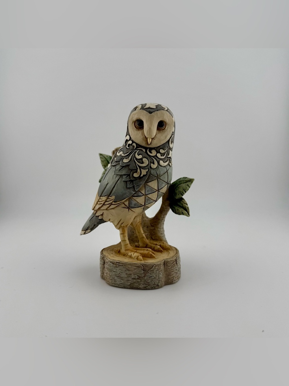 Jim Shore Owl Figurine in Green and Cream